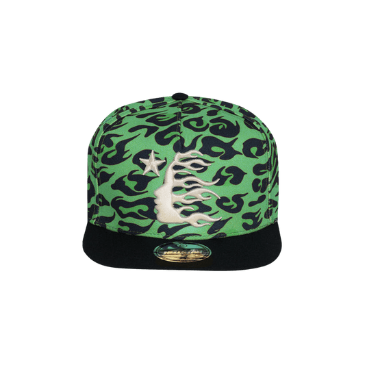 Hellstar Cheetah Print Snapback Hat 'Green'