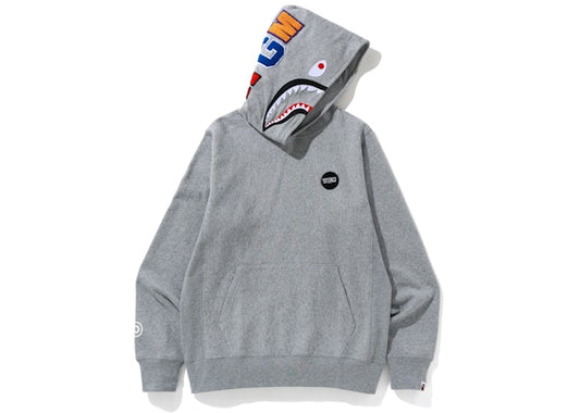 BAPE Shark Emblem Pullover Hoodie Grey